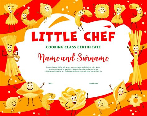 Little chef certificate, cooking class diploma 24082667 Vector Art at ...