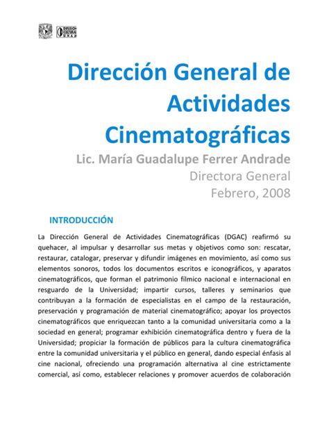 Direcci N General De Actividades Cinematogr Ficas