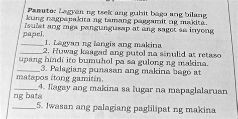 SOLVED Panuto Lagyan Ng Tsek Ang Guhit Bago Ang Bilang Kung