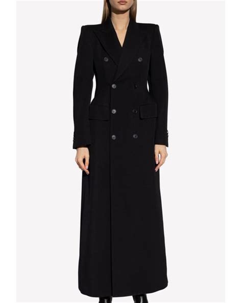 Balenciaga Hourglass Double Breasted Wool Coat In Black Lyst