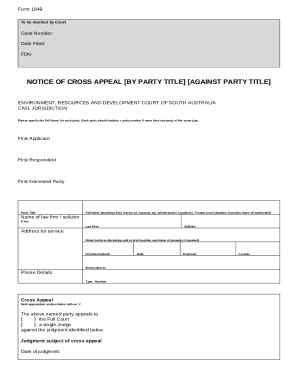 184B Notice Of Cross Appeal Courts Sa Gov Au Doc Template PdfFiller