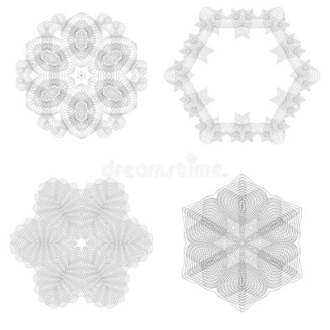 Set Of Rosettes Isolated Stock Illustration Illustration Of Line