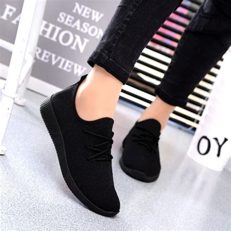 Breathable Mesh Lace Up Women Vulcanize Shoes Light Summer Flat Casual