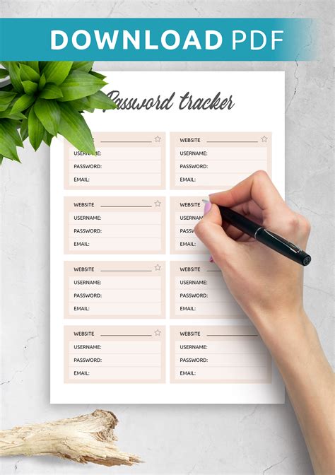 Download Printable Blush Pink Password Tracker Template Pdf