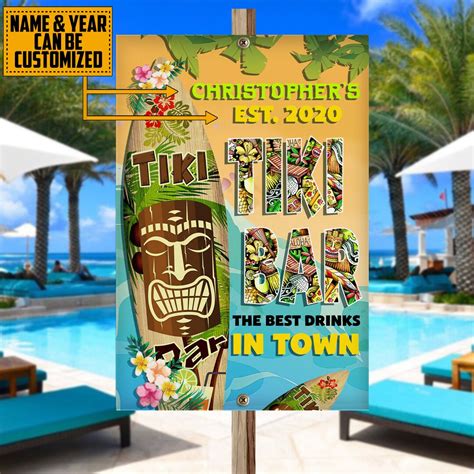 Personalized Tiki Bar Metal Sign Beach Tin Sign Bar Outdoor Sign