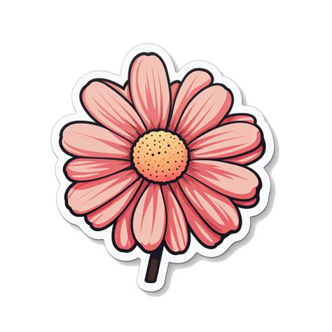 Flower Sticker With Leaf A Cute And Colorful Sticker For Kids And