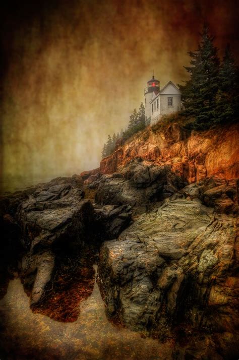 A Dreary Night On Watch At A Lighthouse In Maine Hdr Photography