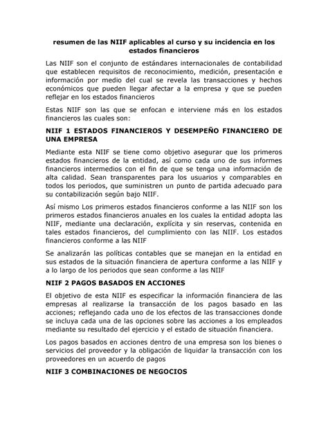 Resumen De Las NIIF Angie Puentes Grupo 38 Resumen De Las NIIF