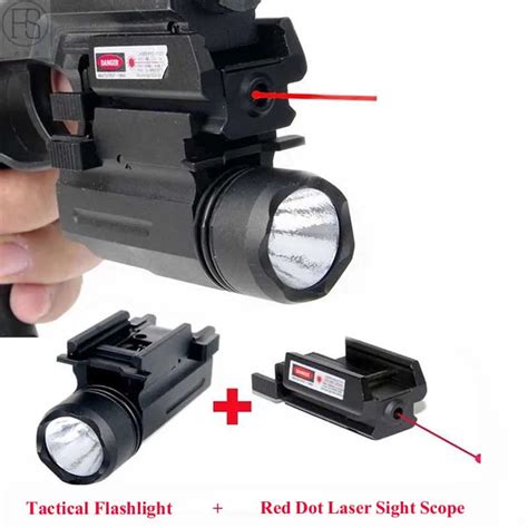 New 2in1 Tactical Hunting Accessories Red Laser Sight & LED Flashlight Combo Laser For Pistol ...