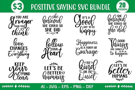 Positive Saying Svg Bundle Bundle · Creative Fabrica