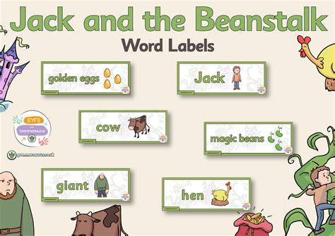 Eyfs Jack And The Beanstalk Word Labels Grammarsaurus