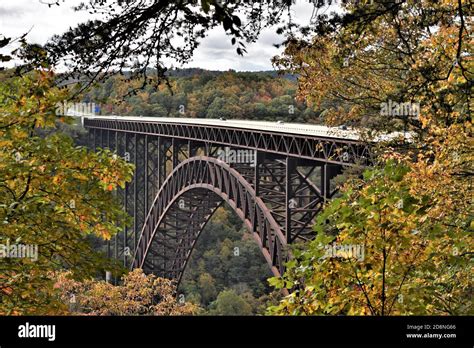 Autumn Colors With View of Bridge Over the New River Gorge Stock Photo ...