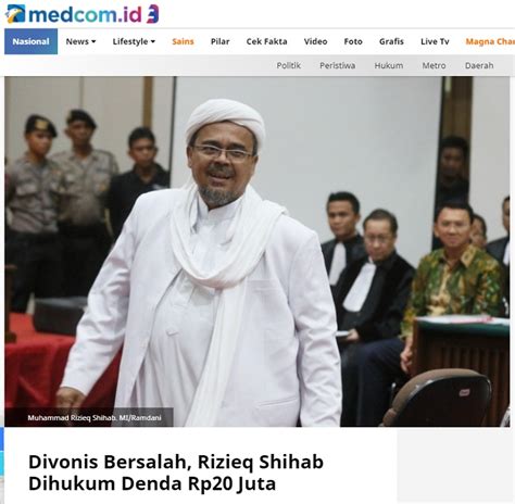 Cek Fakta Habib Rizieq Divonis Tahun Penjara Ini Faktanya