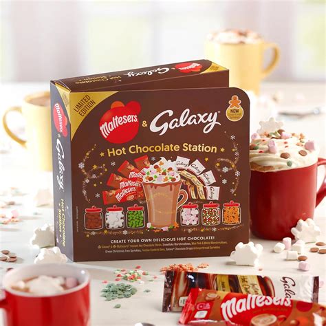 Maltesers Galaxy Hot Chocolate Station Gift Set Hot Chocolate Sachets 6 Toppings