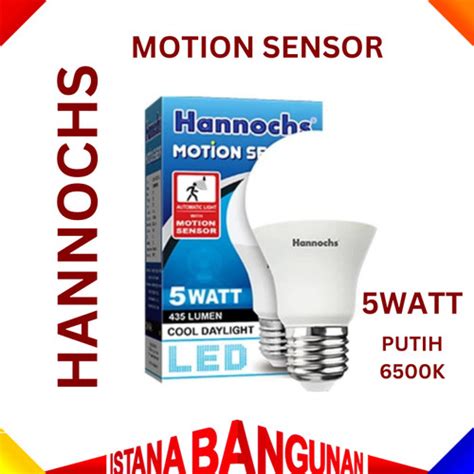 Jual Hannochs Lampu LED Motion Sensor Gerak 5 Watt Putih BULB BOHLAM 5W