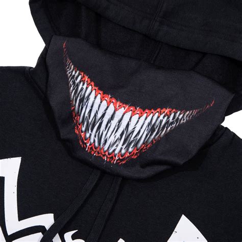 Marvel Venom Symbol Hoodie With Built In Smile Face Mask Gaiter