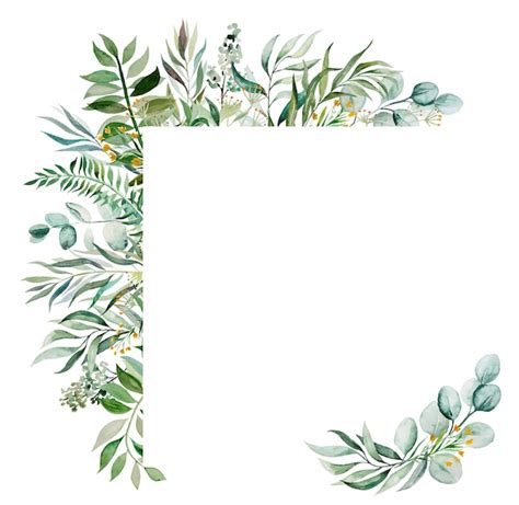 Premium Photo Watercolor Botanical Green Leaves Frame Illustration Isolated