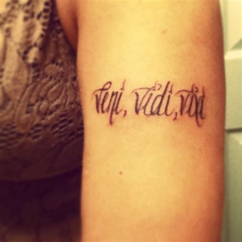 Latin; veni, vidi, vixi. I came, I saw, I lived. #tattoo #latin #arm # ...