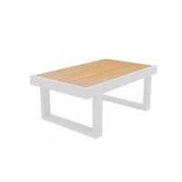 Jati Kebon Rao High Tisch 70x42x32 Cm Weiss Matt Tischplatte Teak