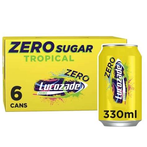 Lucozade Zero Fizzy Drink Tropical Flavour Sugar Free Low Calorie 6