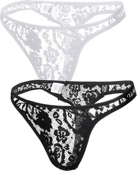 2 Spitze Herren Strings Mesh G String Herren Tanga mit Niedriger Taille Bikini Höschen für
