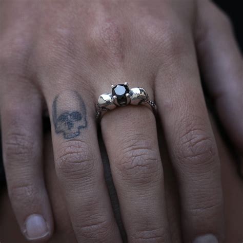 Skull Engagement Ring Skull Ring With Stones Handmade - Etsy