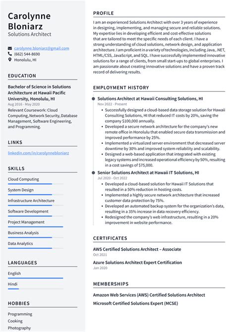 Microsoft Solutions Architect Resume Examples Resumecat