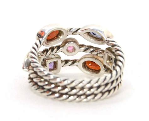 David Yurman Sterling And Multi Colored Stone Confetti Ring Sz 5 At 1stdibs