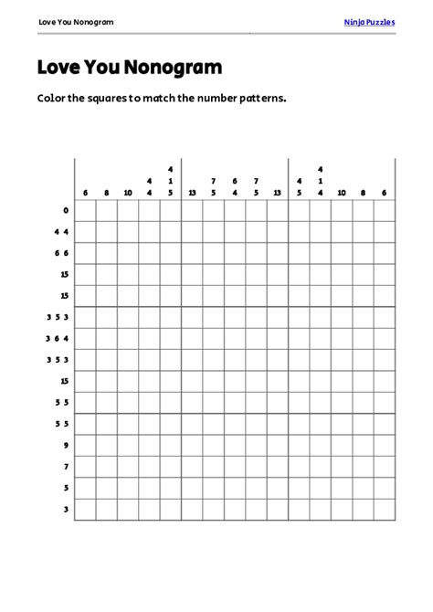 Love You Nonogram Puzzle - Free Printable PDF