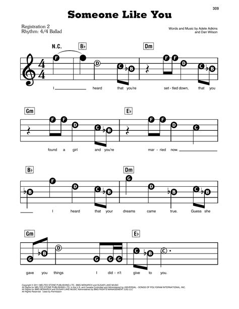 Someone Like You By Adele Sheet Music For E Z Play Today At Sheet Music Direct