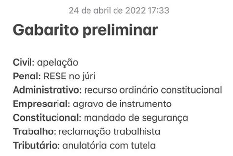 Carlos Rafael Ferreira XXXIV Exame De Ordem OAB FGV Gabarito