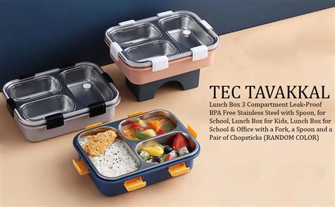 Buy TEC TAVAKKAL Lunch Box 3 Compartment Leak Proof BPA Free Stainless