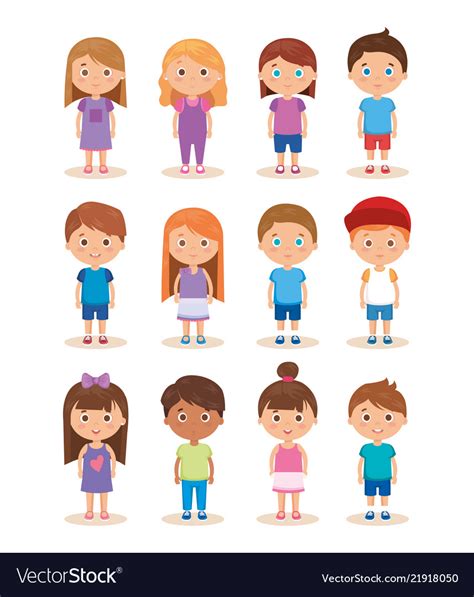 Group of little kids characters Royalty Free Vector Image