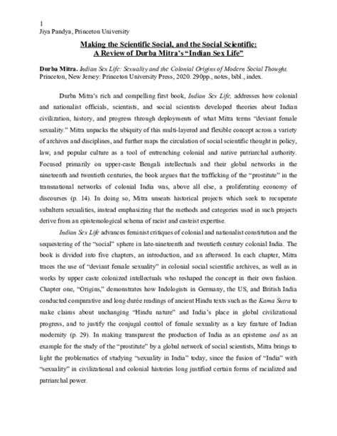 Doc Making The Scientific Social And The Social Scientific A Review Of Durba Mitras Indian