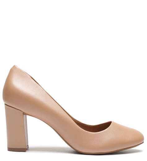 Scarpin Nude Couro Salto Sem Fechamento Neo Blush Scarpin Taças Saltos
