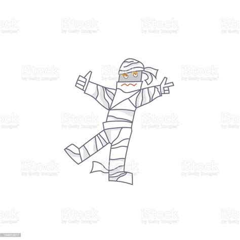 Vector Illustration Friendly Cute Mummy Walking To Halloween Party Stock Illustration Download