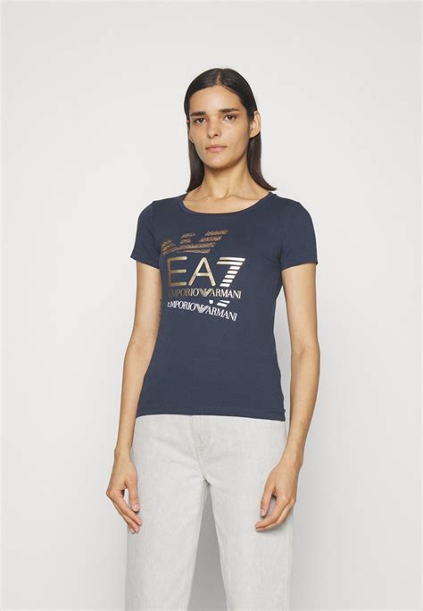 Ea7 Emporio Armani T Shirts Med Print Navy Bluemørkeblå Zalandono