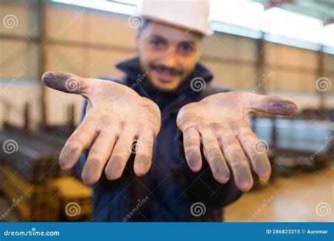 Worker Showing Dirty Hands Stock Image Image Of Unskilled 286823315