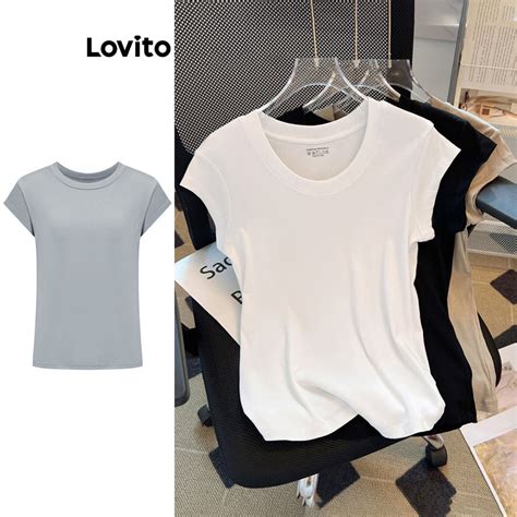 Lovito Women Casual Plain Basic T Shirt Lne37151 Shopee Philippines