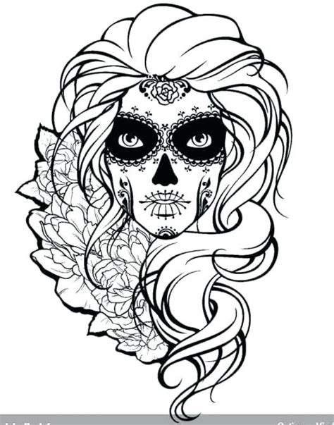 Sugar Skull Black And White Drawing Free Download On Clipartmag