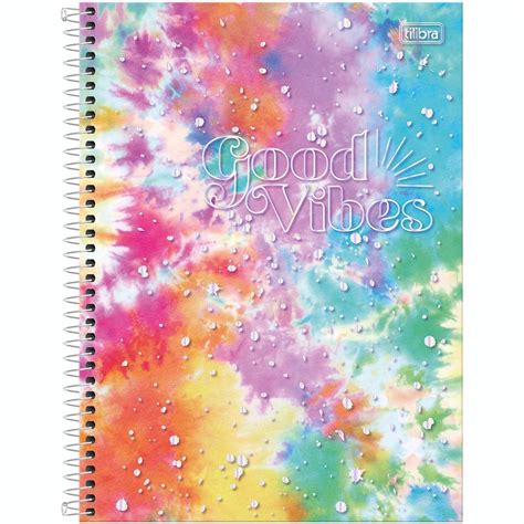 Caderno Espiral Capa Dura Universitário 10 Matérias Good Vibes 160