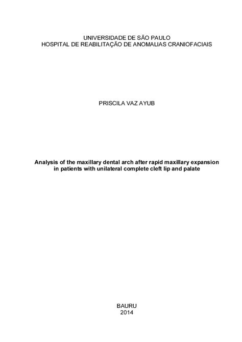 Pdf Analysis Of The Maxillary Dental Arch After Rapid Maxillary