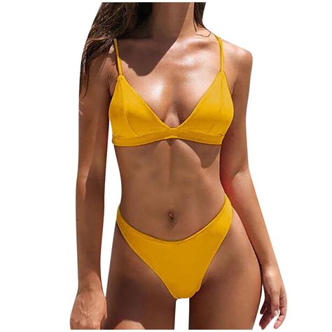 Wamans Swimsuit Women Two Piece Women Fashion Sexy Pure Color Bikini