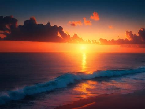 Premium Ai Image Beautiful Seascape At Sunset Ai Generated