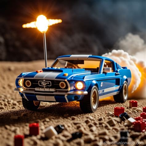 Ford Mustang S Daring Lego Blocks Missile Escape Stable Diffusion