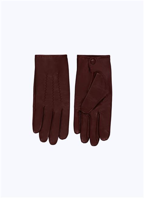 Others De Fursac Leather Gloves Burgundy Salesuitseries