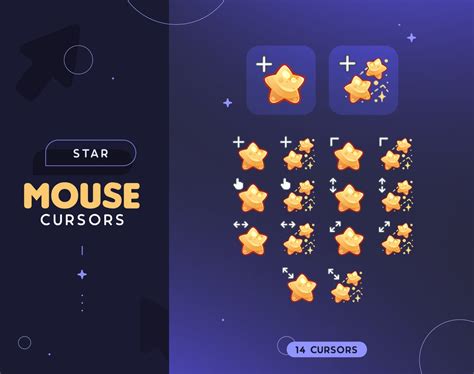 Star Mouse Cursors 14 Cute Starry Sky Custom Mouse Pointers Etsy