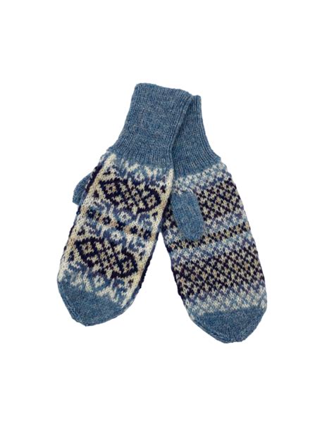 Fair Isle Mittens Sky - Shetland Knitwear