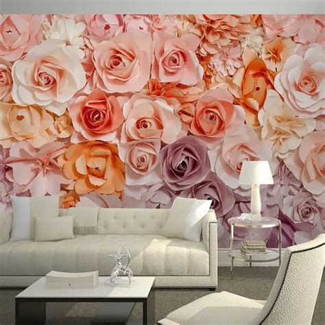 Wholesale Large Custom Rose Flower Murals Wallpaper For Bedroom Wedding Room 3d Wall Photo Mural