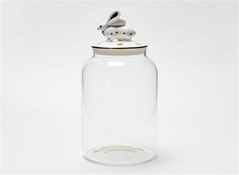 Банка для сыпучих продуктов с фарфоровой крышкой Кролик золото ...